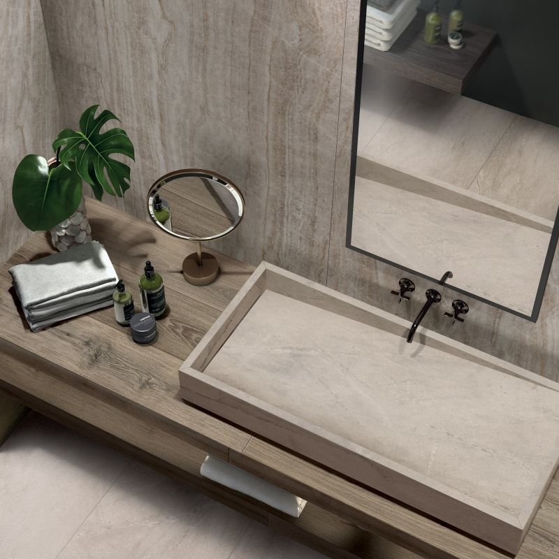 Gres Porcellanato Effetto Pietra Rettificato Lappato 60x120 8.5mm Sand Atlantis - ABK