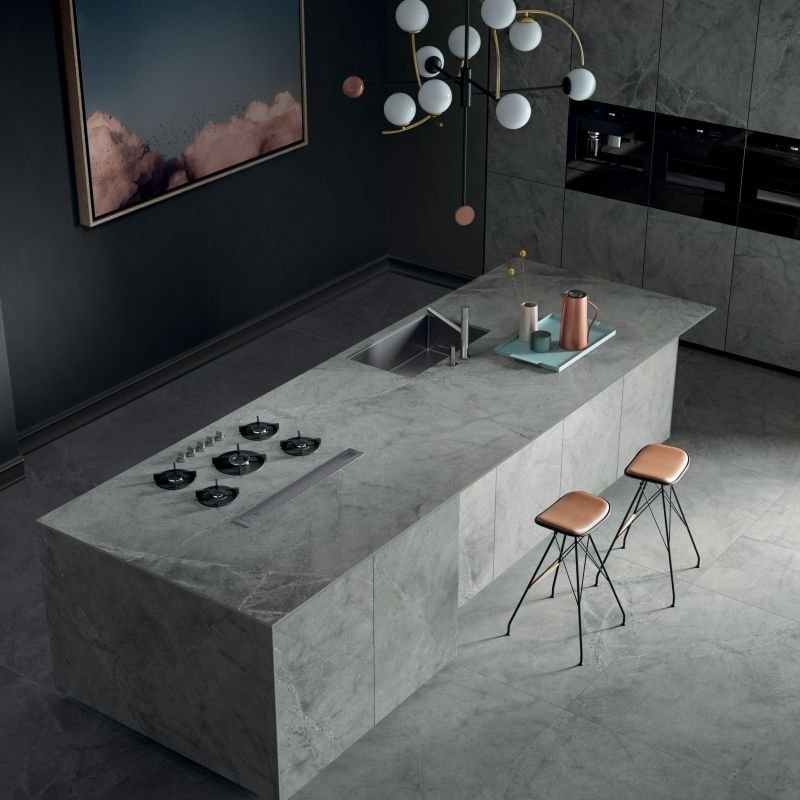 Gres Porcellanato Effetto Pietra Rettificato Lappato 60x120 8.5mm Smoke Atlantis - ABK