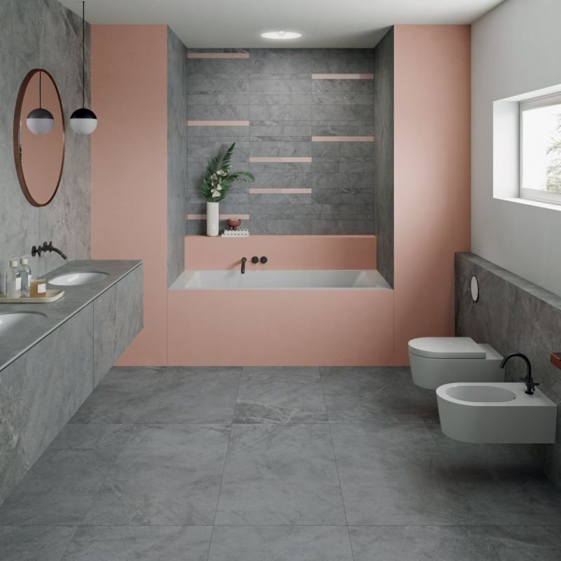 Gres Porcellanato Effetto Pietra Rettificato Lappato 60x120 8.5mm Smoke Atlantis - ABK