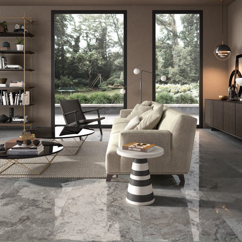 Stone Effect Porcelain Stoneware Rectified Lapped 60x60 8.5mm Lead Alpes Raw - ABK