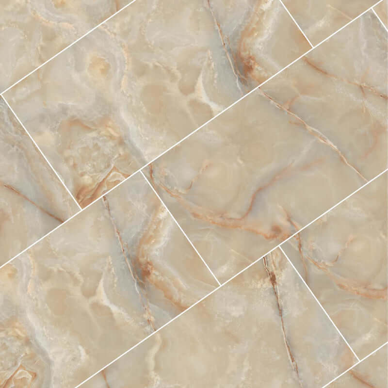 Gres Porcellanato Effetto Pietra Rettificato Lucido 120x120 6mm Golden Onyx Onyx&More - Florim