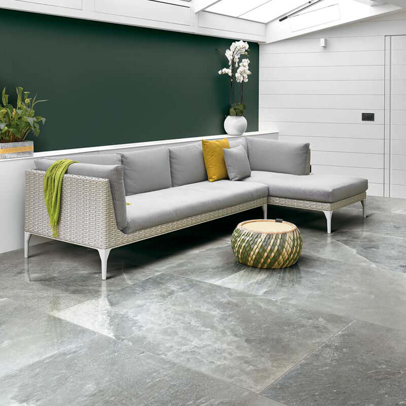 Gres Porcellanato Effetto Pietra Rettificato Lucido 120x120 6mm Maui Green Rock Salt - Florim