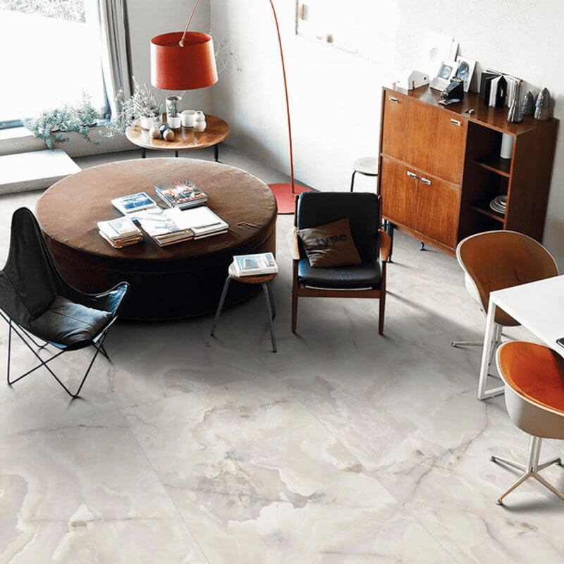 Gres Porcellanato Effetto Pietra Rettificato Lucido 60x120 9mm White Onyx Onyx&More - Florim
