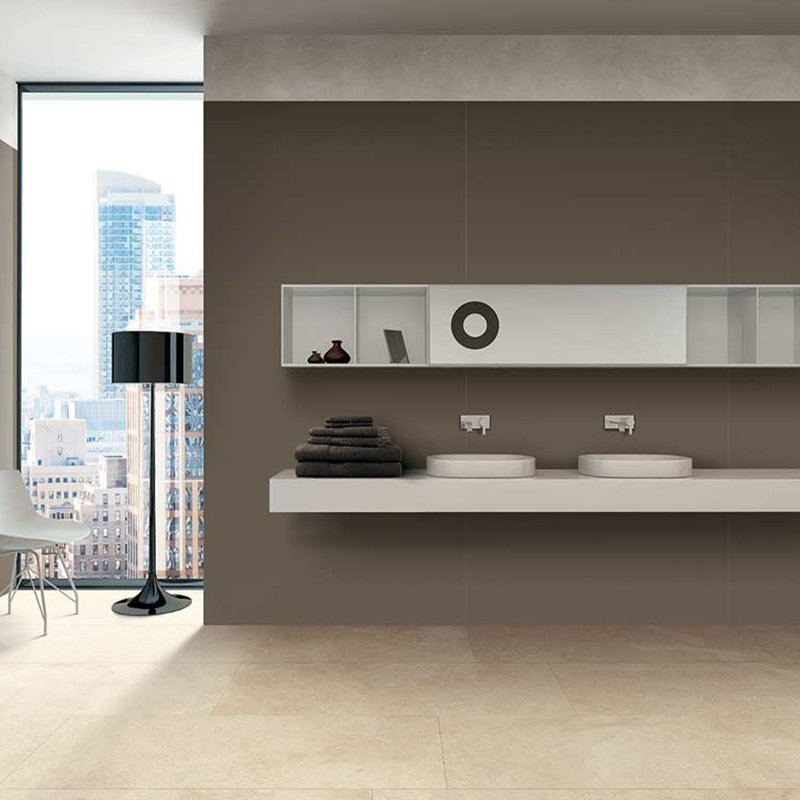 Gres Porcellanato Effetto Pietra Rettificato Lucido 60x60 9mm Cream Sandstone Elemental Stone - Florim