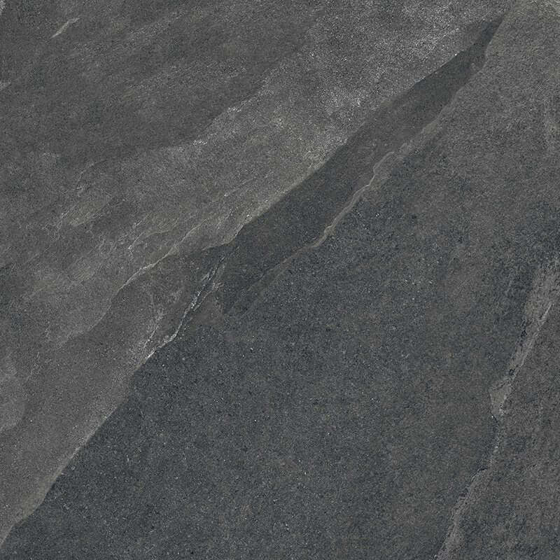 Natural Rectified Stone Effect Porcelain Stoneware 120x120 10mm Pietra Ligure Anthracite - Herberia