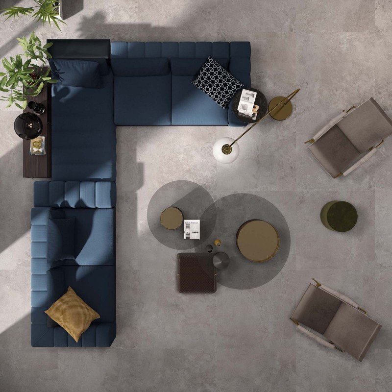 Natural Rectified Stone Effect Porcelain Stoneware 120x120 8.5mm Grey Alpes Wide - ABK