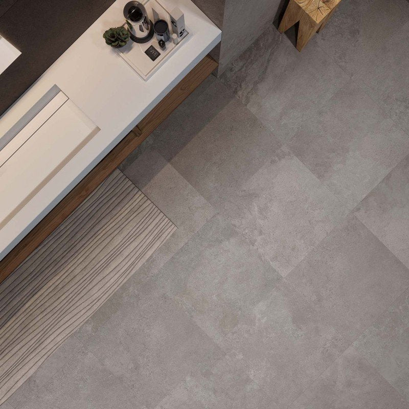 Natural Rectified Stone Effect Porcelain Stoneware 120x120 8.5mm Lead Alpes Wide - ABK