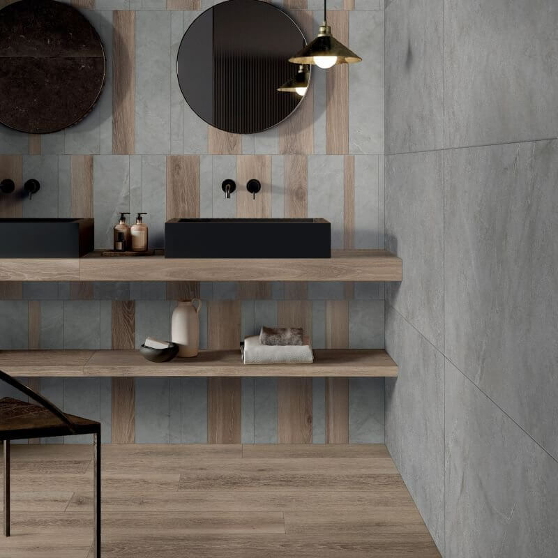 Gres Porcellanato Effetto Pietra Rettificato Naturale 30x60 8.5mm Grey Mix Atlantis - ABK