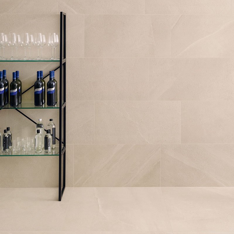 Natural Rectified Stone Effect Porcelain Stoneware 40x80 8.5mm Cream Burlington Stone - Gardenia Orchidea