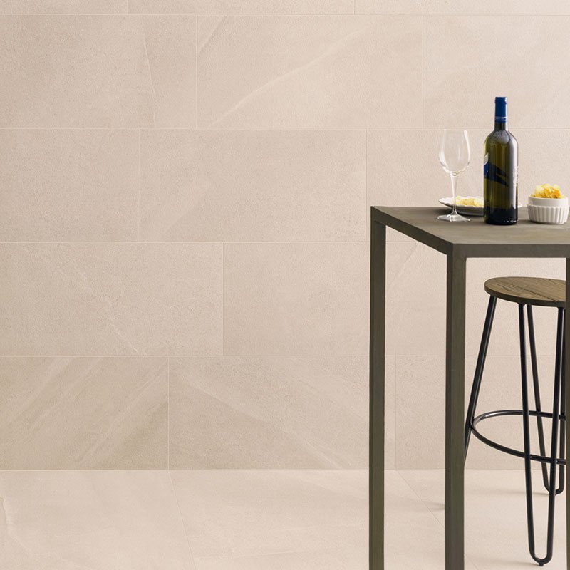Natural Rectified Stone Effect Porcelain Stoneware 40x80 8.5mm Cream Burlington Stone - Gardenia Orchidea
