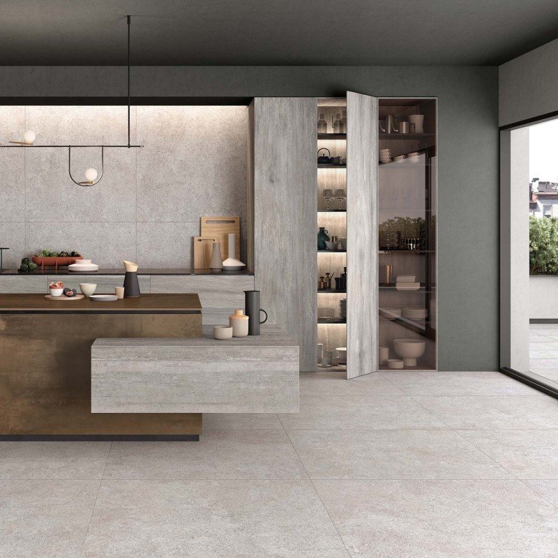 Gres Porcellanato Effetto Pietra Rettificato Naturale 60x120 8.5mm Ash Native - ABK