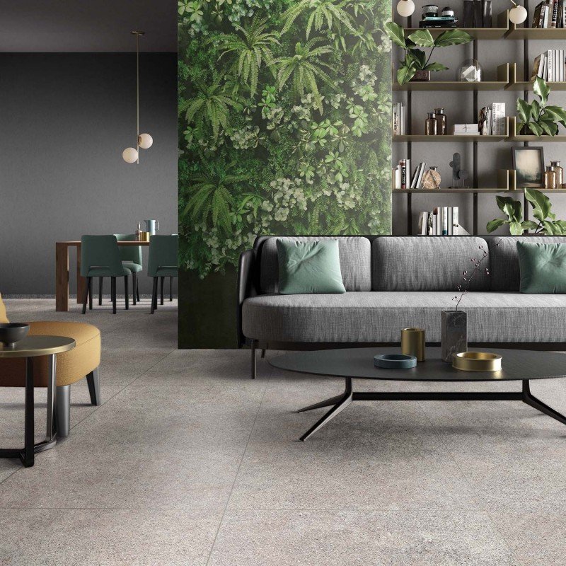 Gres Porcellanato Effetto Pietra Rettificato Naturale 60x120 8.5mm Ash Native - ABK