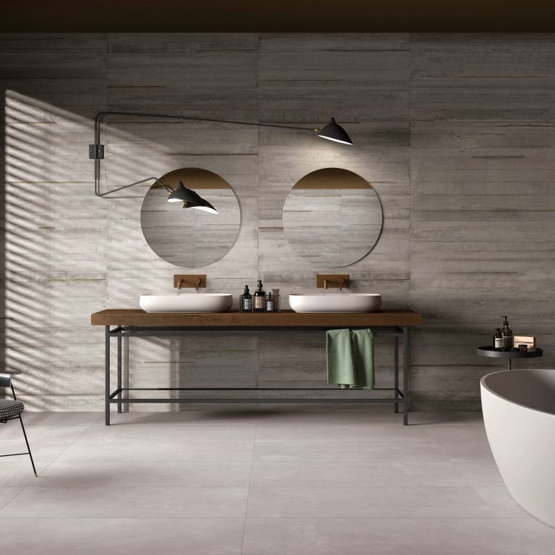 Gres Porcellanato Effetto Pietra Rettificato Naturale 60x120 8.5mm Base Ash Lab325 - ABK