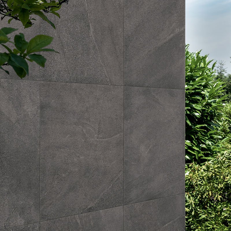Natural Rectified Stone Effect Porcelain Stoneware 60x60 8.5mm Graphite Burlington Stone - Gardenia Orchidea