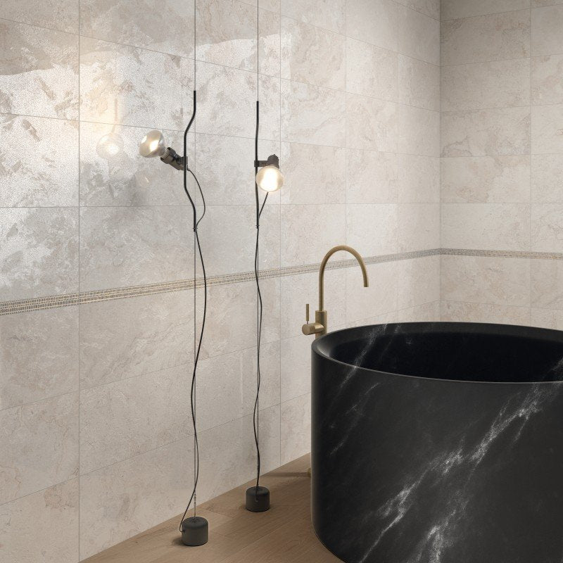 Natural Rectified Stone Effect Porcelain Stoneware 60x60 8.5mm Ivory Alpes Raw - ABK
