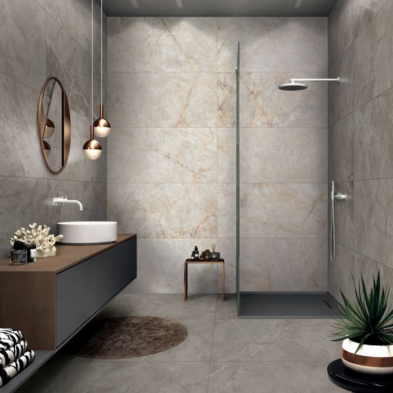 Gres Porcellanato Effetto Pietra Rettificato Naturale 60x60 8.5mm Taupe Atlantis - ABK