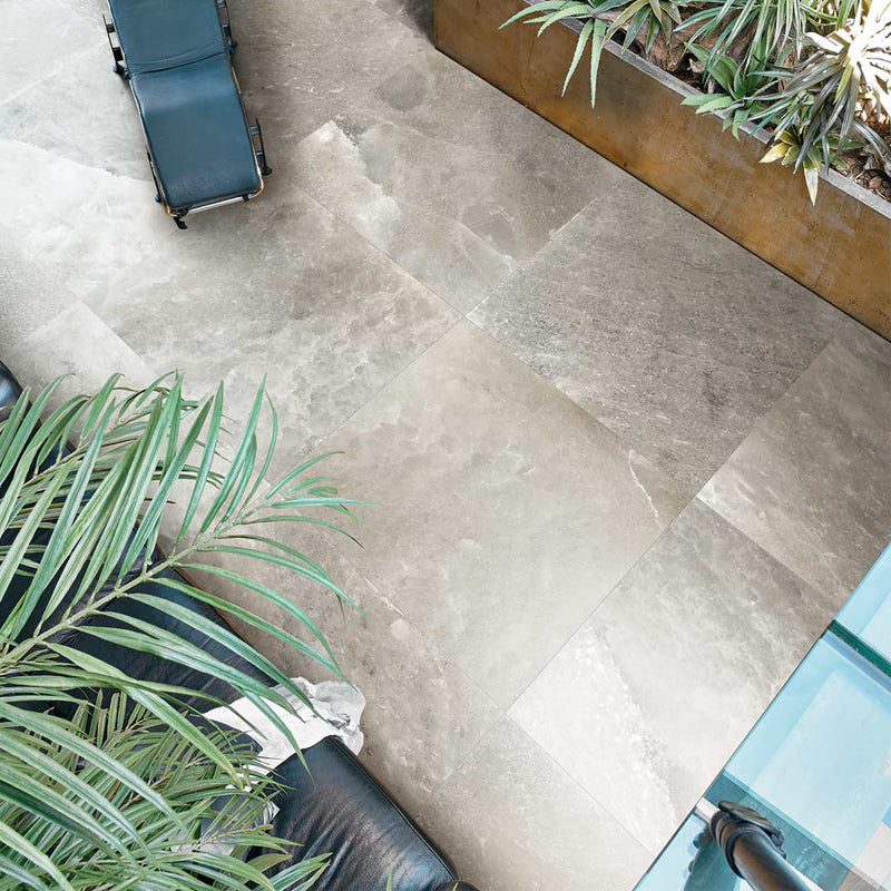 Natural Rectified Stone Effect Porcelain Stoneware 60x60 9mm Danish Smoke Rock Salt - Florim