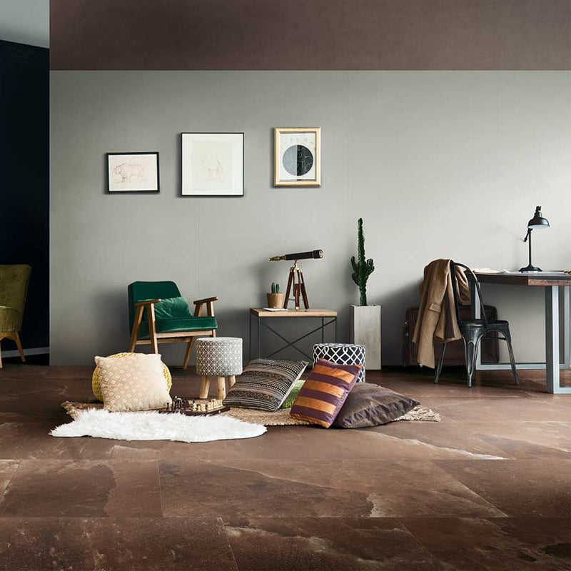 Natural Rectified Stone Effect Porcelain Stoneware 60x60 9mm Hawaiian Red Rock Salt - Florim