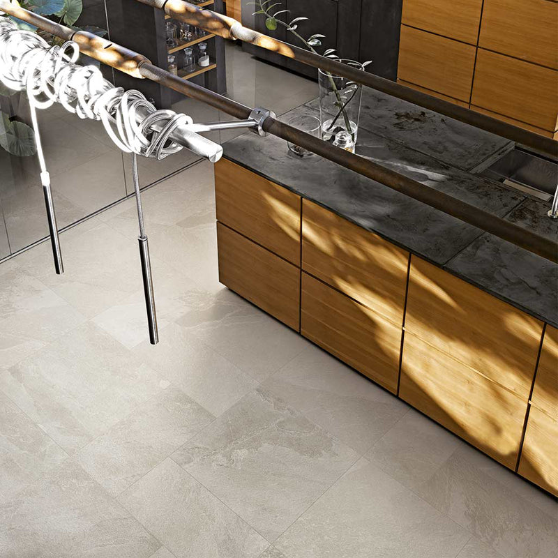 Natural Rectified Stone Effect Porcelain Stoneware 60x60 9mm White Natural Stone - Florim