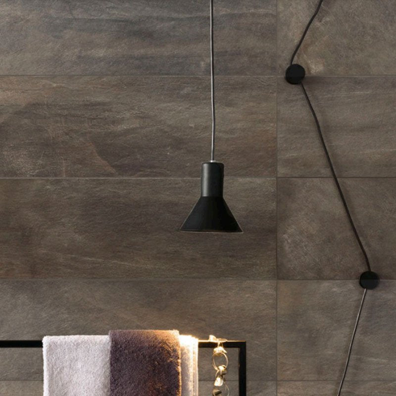 Natural Rectified Stone Effect Porcelain Stoneware 80x80 8.5mm Anthracite Concept Stone - Gardenia Orchidea
