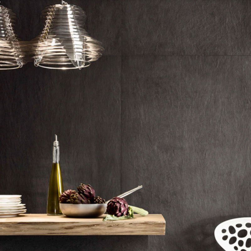 Natural Rectified Stone Effect Porcelain Stoneware 80x80 8.5mm Black Concept Stone - Gardenia Orchidea