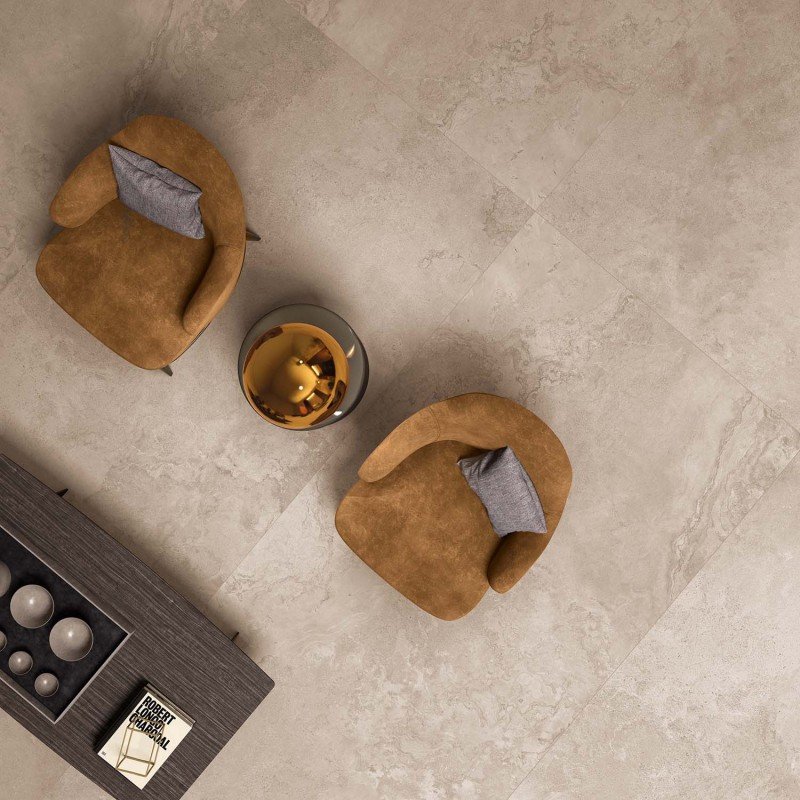 Natural Rectified Stone Effect Porcelain Stoneware 80x80 8.5mm Sand Alpes Wide - ABK