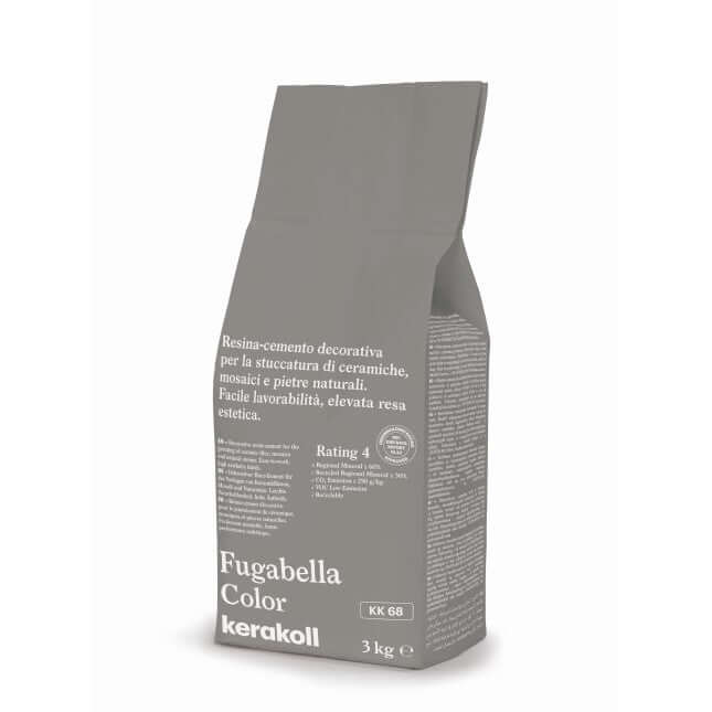 Fugabella Color KK 68 3 kg pack by Kerakoll, decorative resin-cement for ceramics and natural stone.