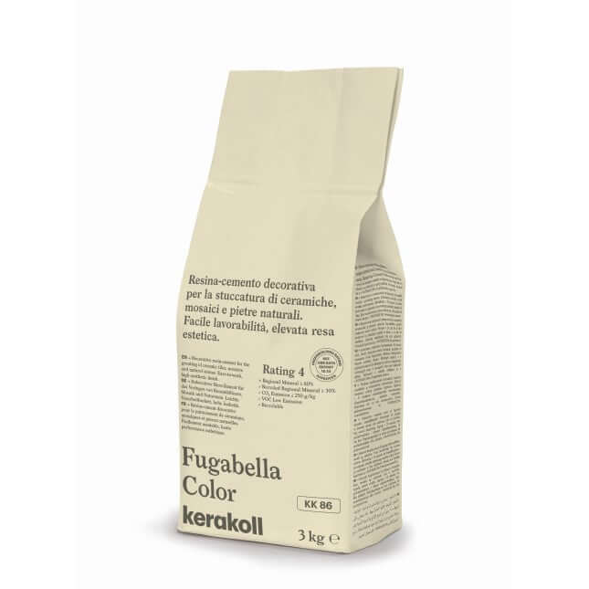 Fugabella Color KK 86 3 Kg packaging by Kerakoll, ideal for ceramic and natural stone applications.