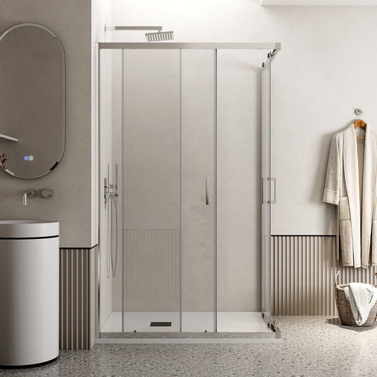 Box Doccia 80x90 cm Doppio Scorrevole Vetro Trasparente e Profilo Cromo - Escape