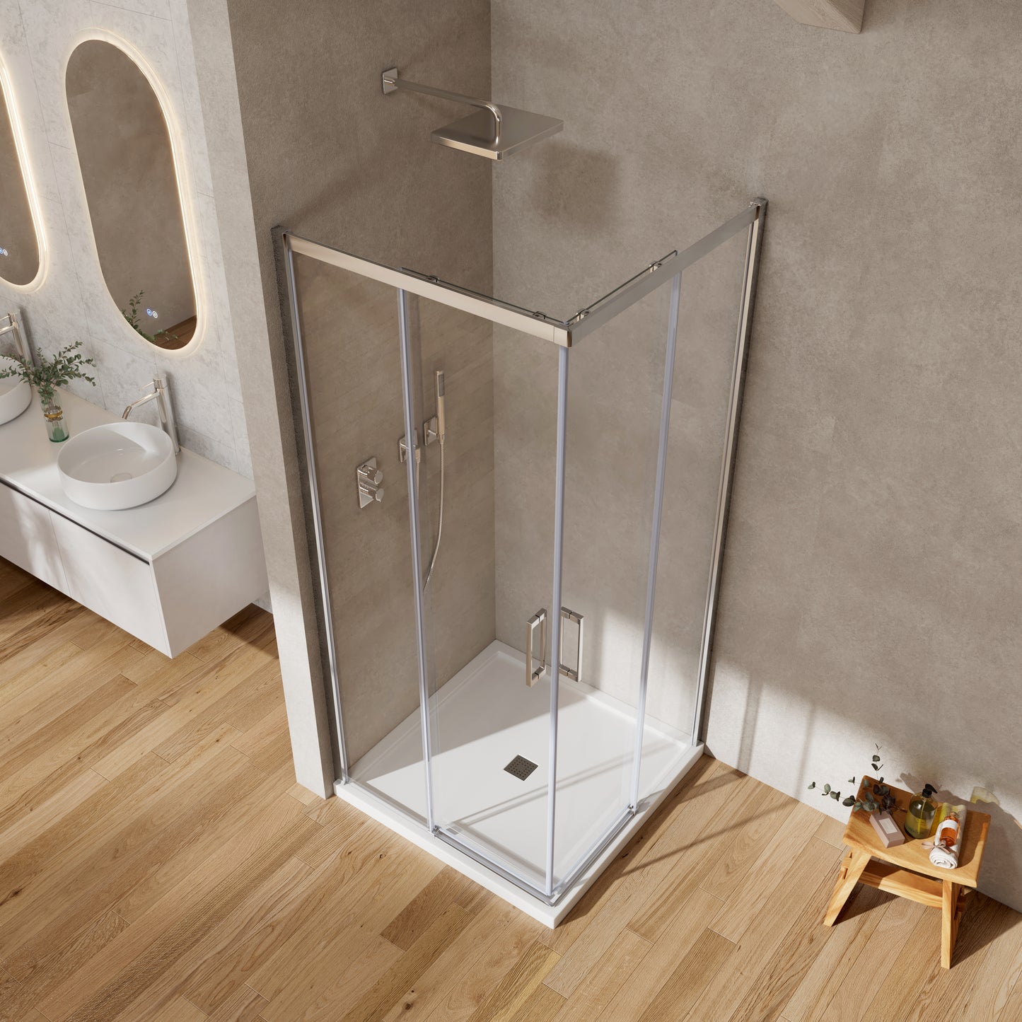 Box Doccia 70x100 cm Doppio Scorrevole Vetro Trasparente e Profilo Cromo - Rest