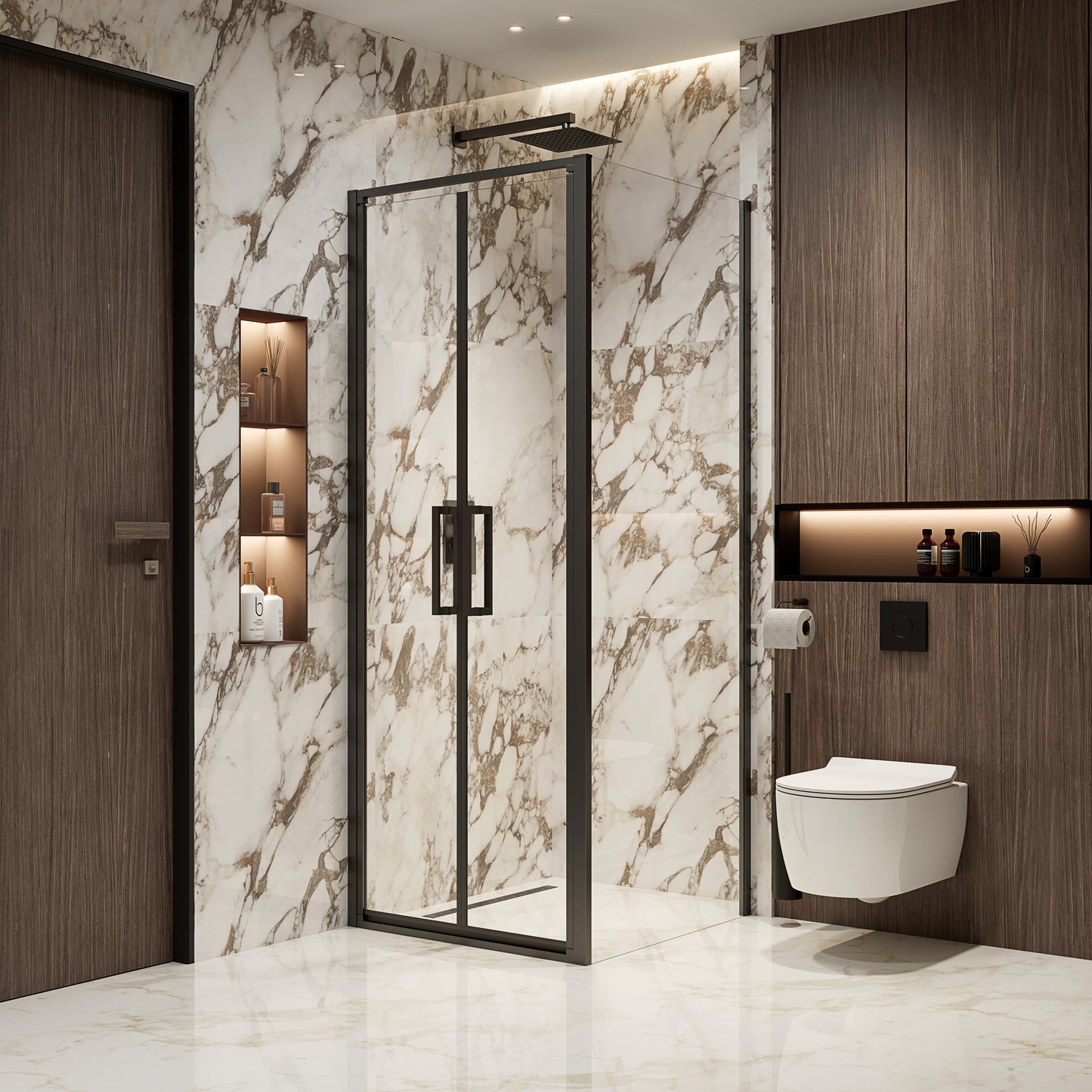 Box Doccia 80x100 cm Saloon Vetro Trasparente e Profilo Nero - Escape