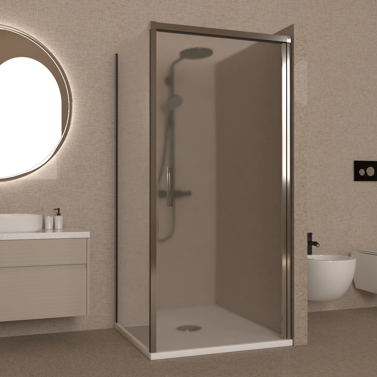 Box Doccia 70x70 cm Battente Vetro Martellato e Profilo Cromo - Rest