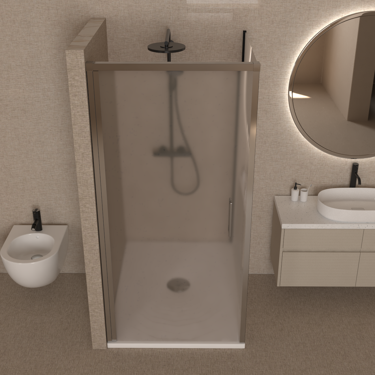 Box Doccia 70x100 cm Battente Vetro Martellato e Profilo Cromo - Rest