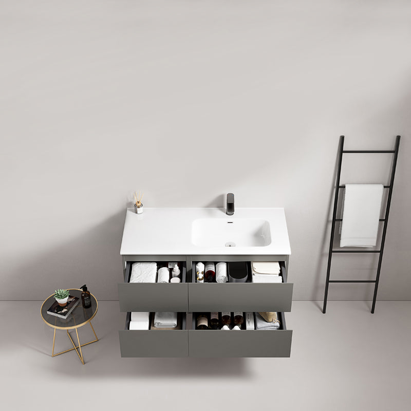 Mobile bagno sospeso 100 cm Grigio Londra Lavabo a Destra in Ceramica Senza Specchio - Fiji Paint