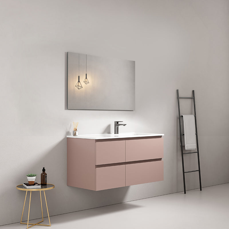 Mobile bagno sospeso 100 cm Rosa Retro Lavabo a Destra in Ceramica Specchio Quadro - Fiji Paint