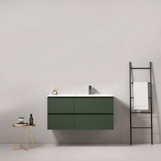 Mobile bagno sospeso 100 cm Verde Comodoro Lavabo a Destra in Ceramica Senza Specchio - Fiji Paint