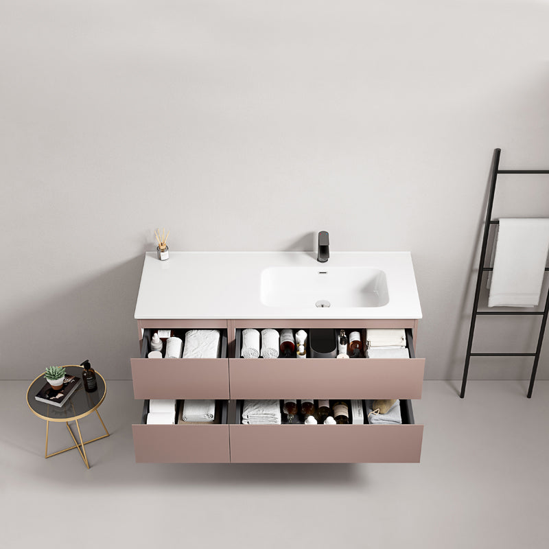 Mobile bagno sospeso 120 cm Rosa Retro Lavabo a Destra in Ceramica Senza Specchio - Fiji Paint