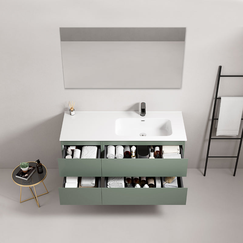 Mobile bagno sospeso 120 cm Verde Salvia Lavabo a Destra in Ceramica Specchio Quadro - Fiji Paint