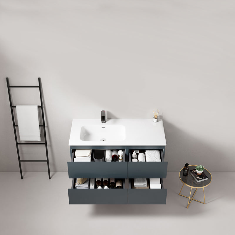 Mobile bagno sospeso 100 cm Blu Mare Lavabo a Sinistra in Ceramica Senza Specchio - Fiji Paint