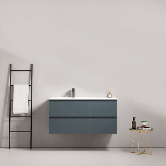 Mobile bagno sospeso 100 cm Blu Mare Lavabo a Sinistra in Ceramica Senza Specchio - Fiji Paint