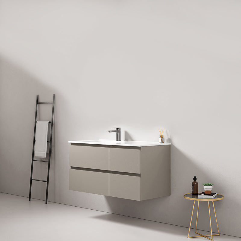 Mobile bagno sospeso 100 cm Grigio Cenere Lavabo a Sinistra in Ceramica Senza Specchio - Fiji Paint