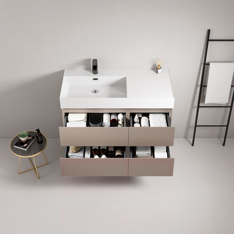 Mobile bagno sospeso 100 cm Rosa Retro Lavabo a Sinistra in Resina Senza Specchio - Fiji Paint