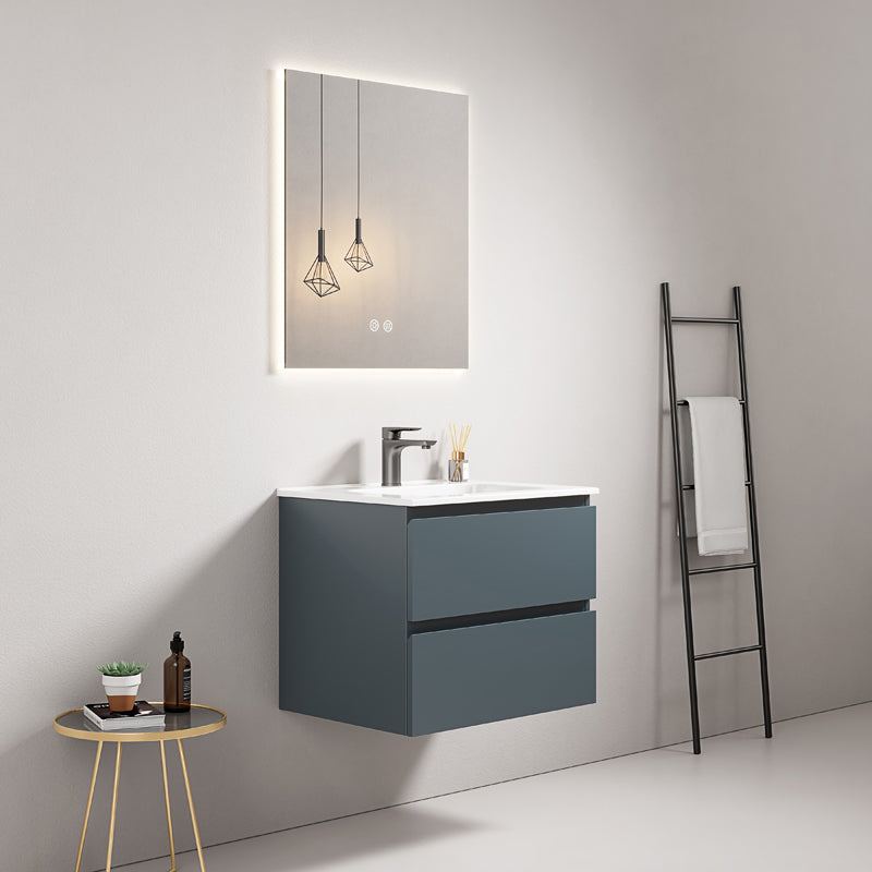 60cm Wall-hung Bathroom Cabinet Sea Blue Ceramic Sink Backlit Mirror - Fiji Paint