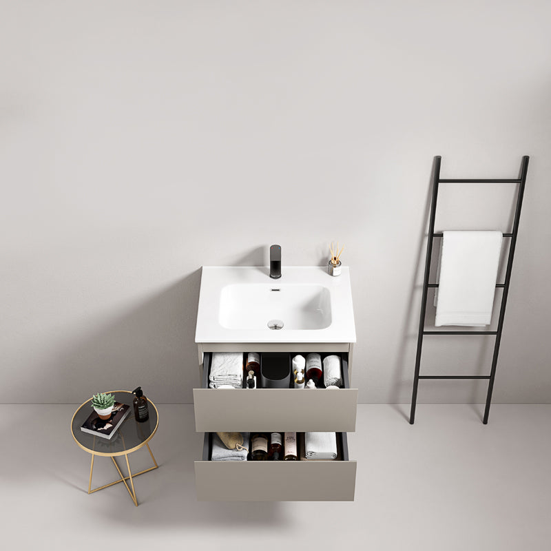 Mobile bagno sospeso 60 cm Grigio Cenere Lavabo in Ceramica Senza Specchio - Fiji Paint