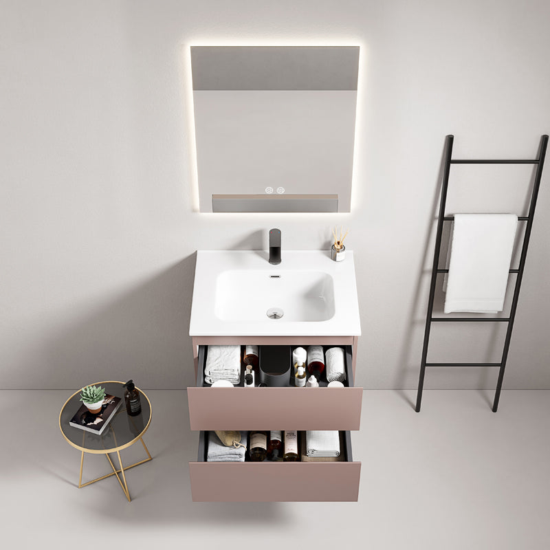 60cm Wall-hung Bathroom Cabinet Pink Retro Ceramic Sink Backlit Picture Mirror - Fiji Paint