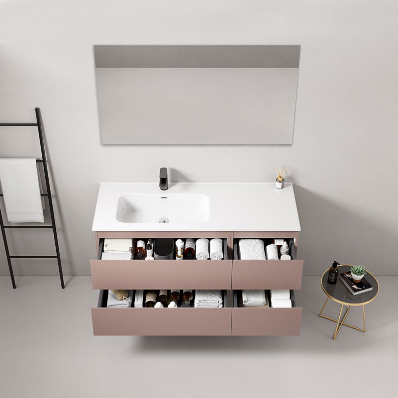 Mobile bagno sospeso 120 cm Rosa Retro Lavabo a Sinistra in Ceramica Specchio Quadro - Fiji Paint