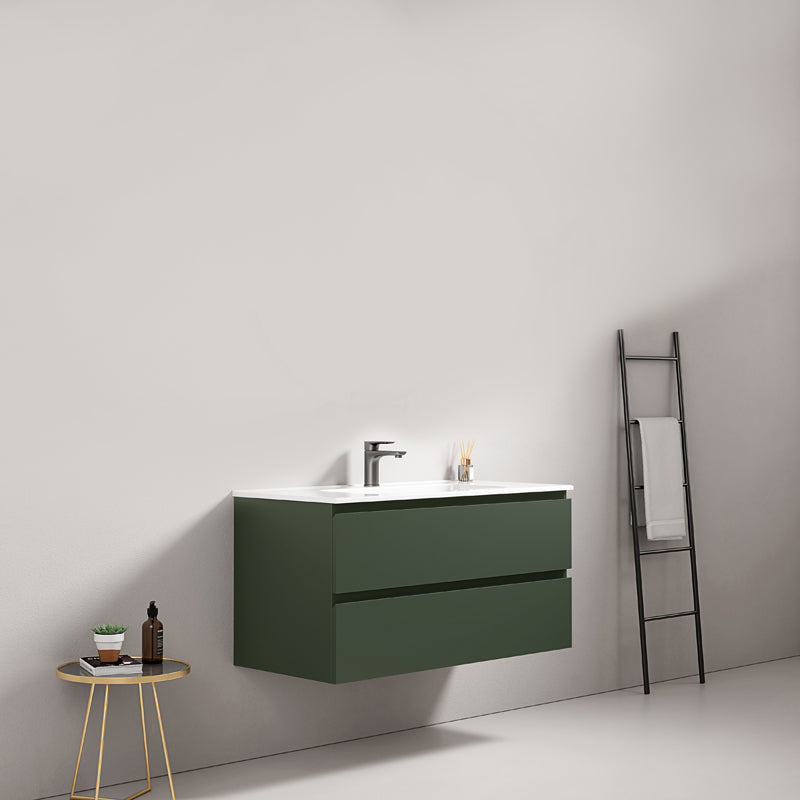 Mobile bagno sospeso 80 cm Verde Comodoro Lavabo in Ceramica Senza Specchio - Fiji Paint