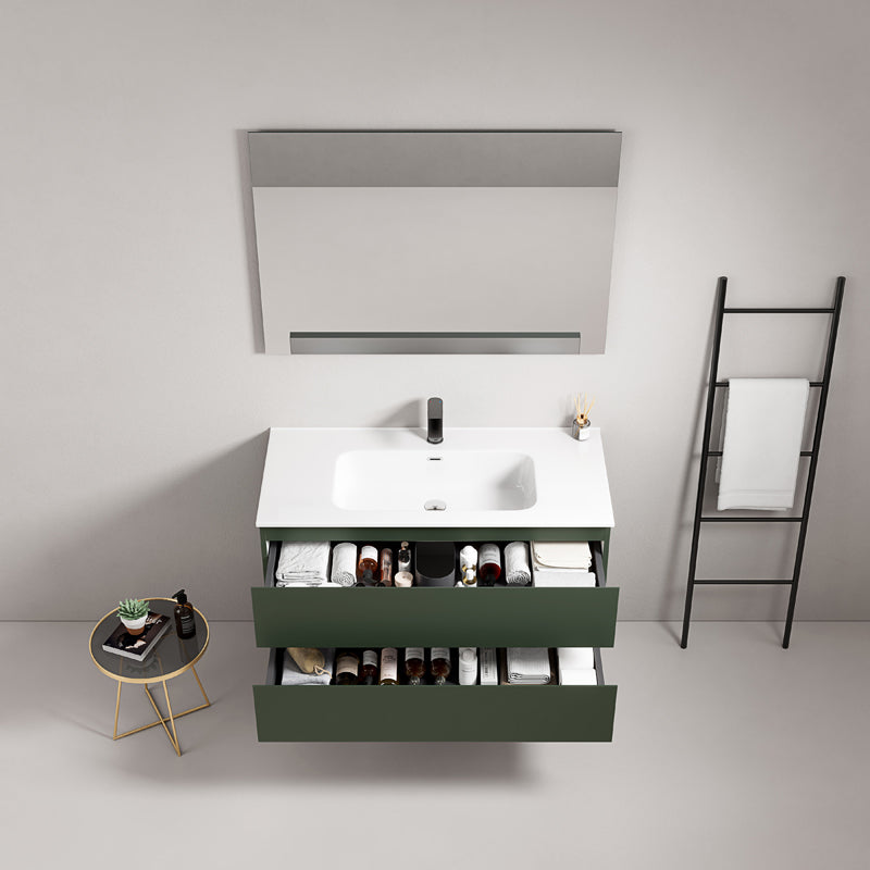 Mobile bagno sospeso 80 cm Verde Comodoro Lavabo in Ceramica Specchio Quadro - Fiji Paint