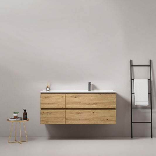 Mobile bagno sospeso 120 cm Bruno Medio Lavabo a Destra in Ceramica Senza Specchio - Fiji Wood