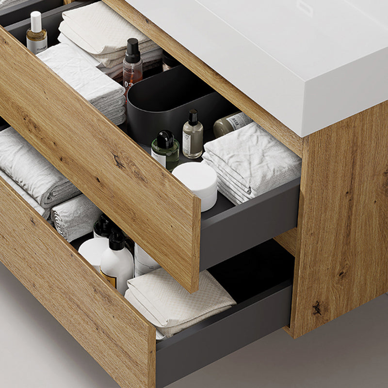 Mobile bagno sospeso 60 cm Bruno Medio Lavabo in Resina Senza Specchio - Fiji Wood